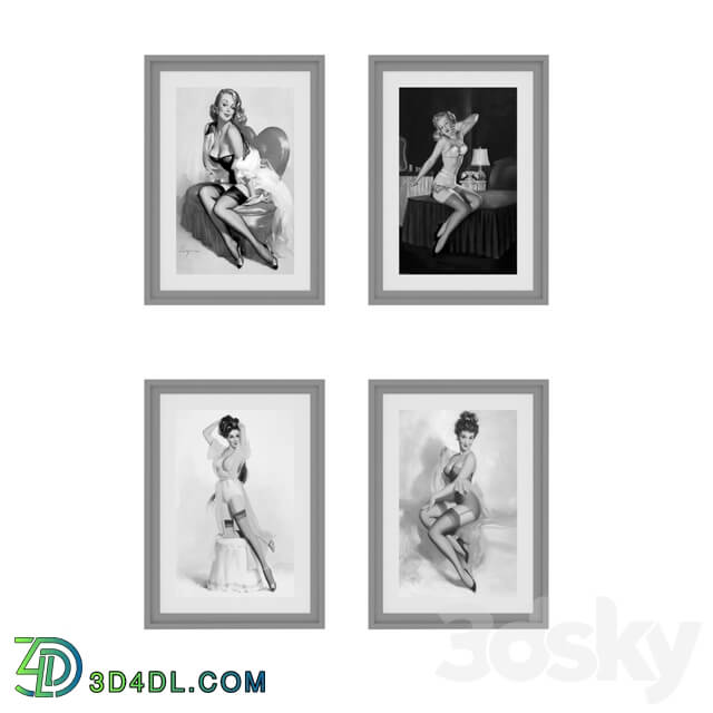 Frame - Black and white retro paintings