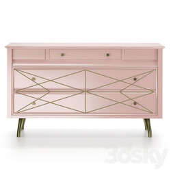 Sideboard _ Chest of drawer - Vintage Sideboard With Pale Pink And Gold 