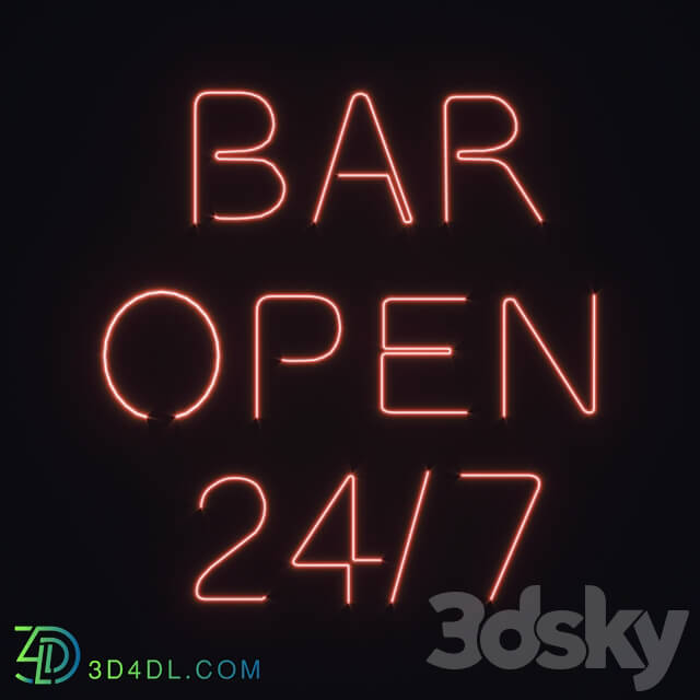 Technical lighting - Neon sign _BAR OPEN 24_7_