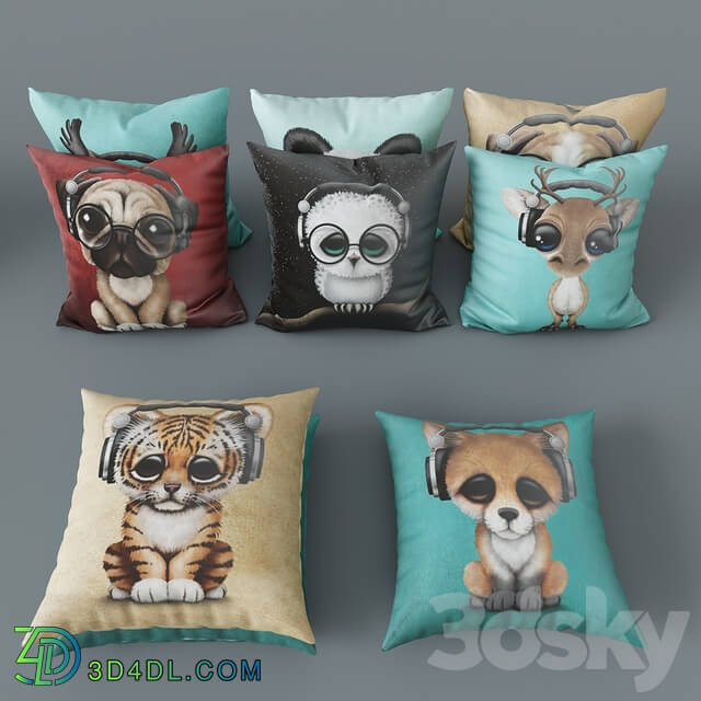 Pillows - Set of decorative pillows number 11. Facial expressions