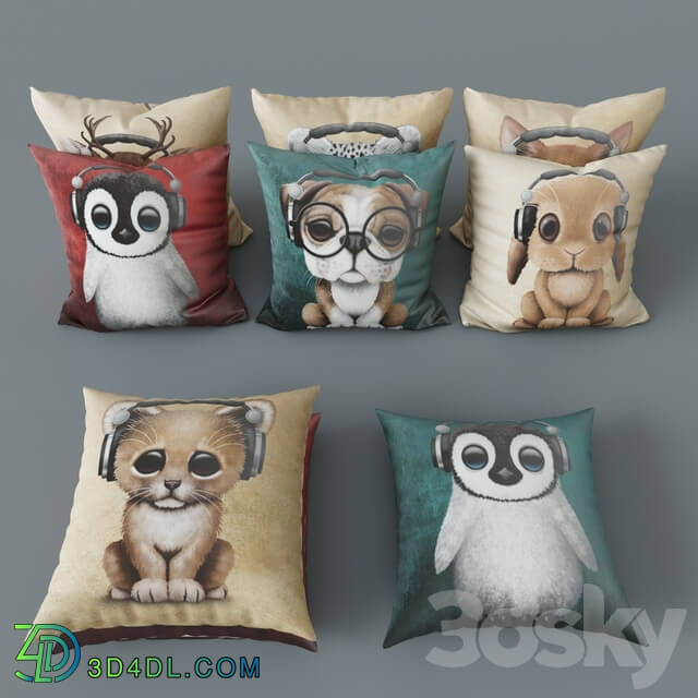 Pillows - Set of decorative pillows number 11. Facial expressions