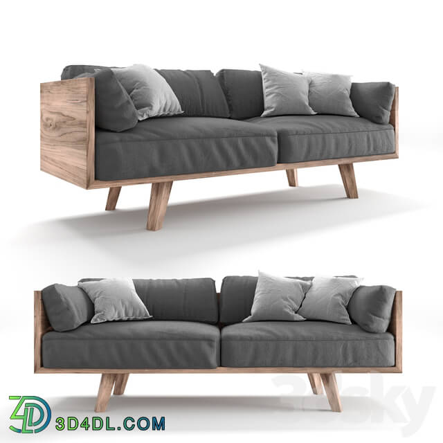 Sofa - Oak _ Linen Sofa by Philipp Roessler