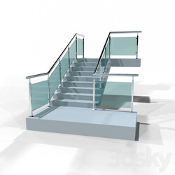 Staircase - Staircase with glass railing 