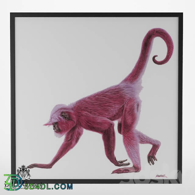 Frame - pink monkey poster _Loft concept_