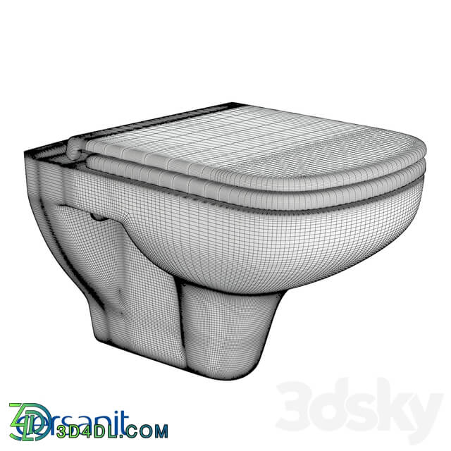Toilet and Bidet - Wall hung toilet_ Color clean_ lifting_ easy-off_ white