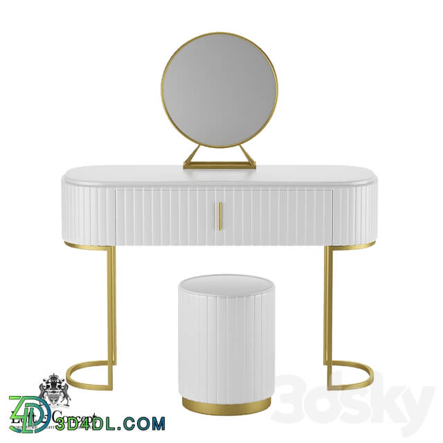 Dressing table - Set of dressing table_ mirror and pouff Grooved Chic _Loft concept_