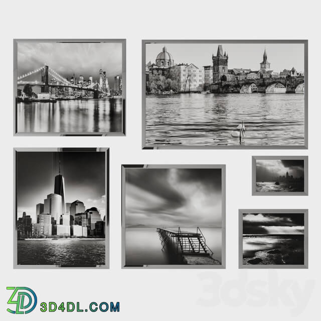 Frame - Set of black and white paintings 01