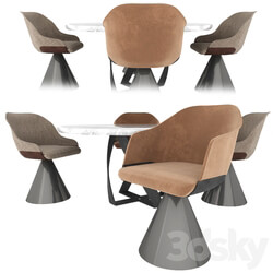 Table _ Chair - Potocco LYZ chairs and BON BON Table 