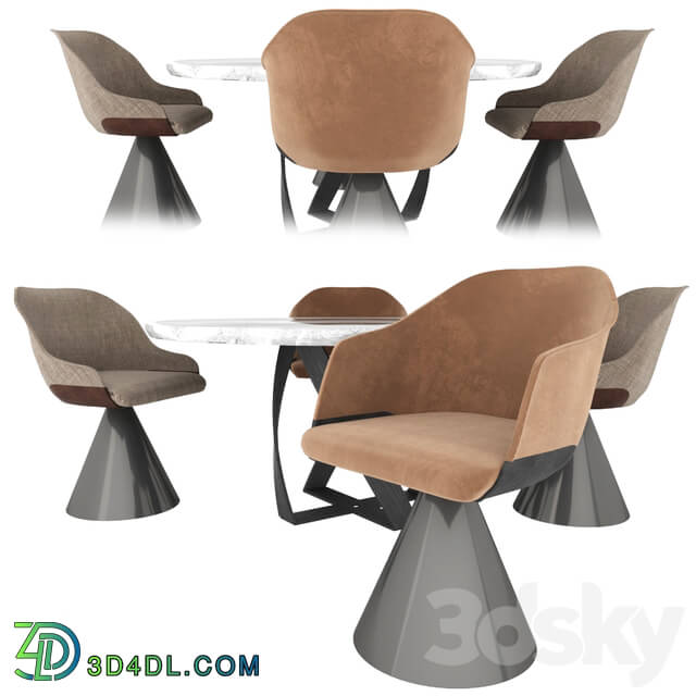 Table _ Chair - Potocco LYZ chairs and BON BON Table