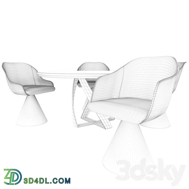 Table _ Chair - Potocco LYZ chairs and BON BON Table