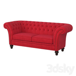 Sofa - Red Fabric Sofa with Arms 