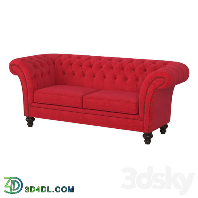 Sofa - Red Fabric Sofa with Arms