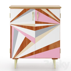 Sideboard _ Chest of drawer - Geometric painted record cabinet Pink Flash 