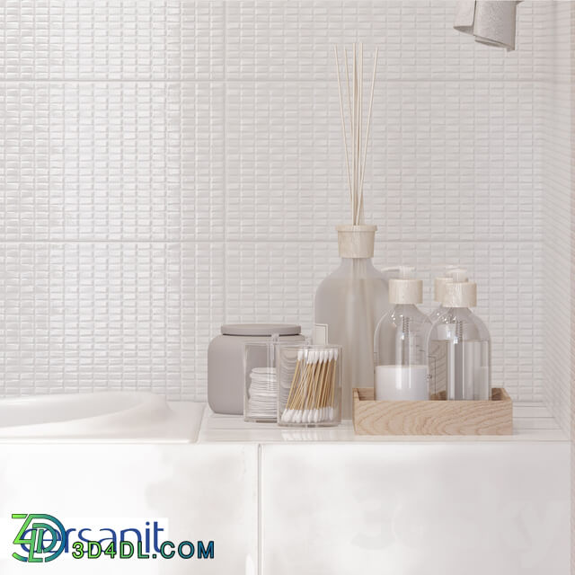 Tile - _PDG053D_ Tile Pudra mosaic_ relief_ white_ 20x44