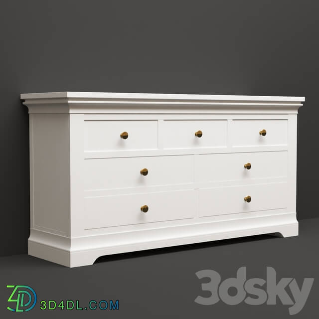 Sideboard _ Chest of drawer - Toulouse Gray Painted Large 3 Over 4 Chest of Drawers