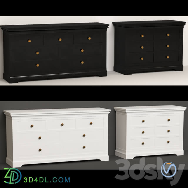 Sideboard _ Chest of drawer - Toulouse Gray Painted Large 3 Over 4 Chest of Drawers