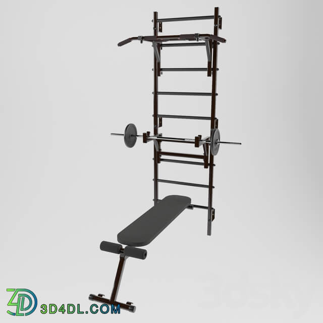 Sports - Swedish wall with bench and barbell