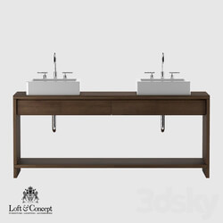 Bathroom furniture - Rh Oak Brule Aged Oak Washbasin Cabinet with Double Washbasin _loft Concept_ 