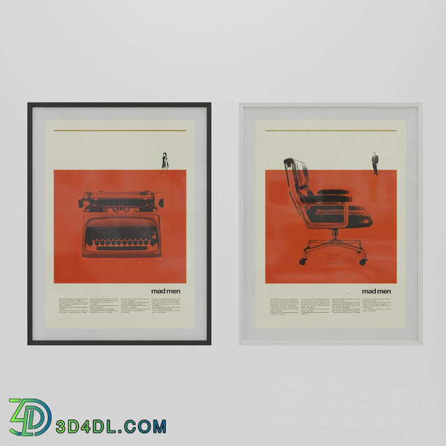 Frame - Mad Men Eames Chair and Typewriter Posters