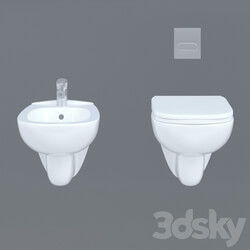 Toilet and Bidet - Wall hung toilet and bidet 