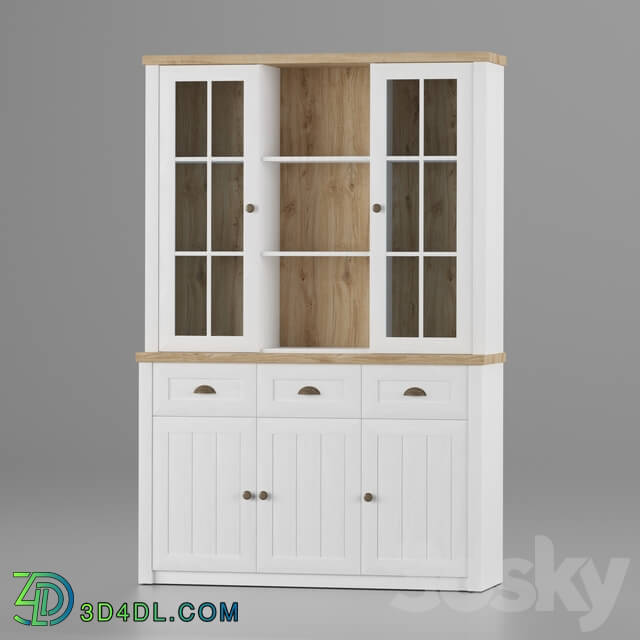Wardrobe _ Display cabinets - Sideboard and Top Section Markskel White