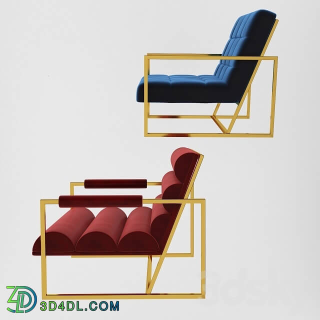 Arm chair - Channeled Gold finger Lounge Chair