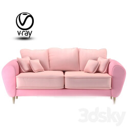 Sofa - Pink Sofa with pillows set 
