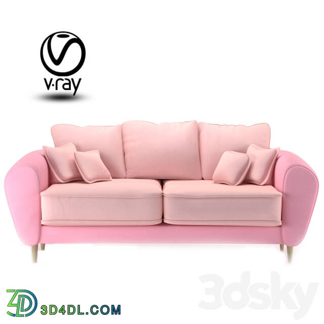 Sofa - Pink Sofa with pillows set