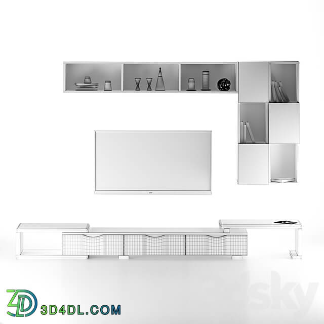 TV Wall - Cabinet with Showcase Living Room LCD TV Stand Wooden Furniture