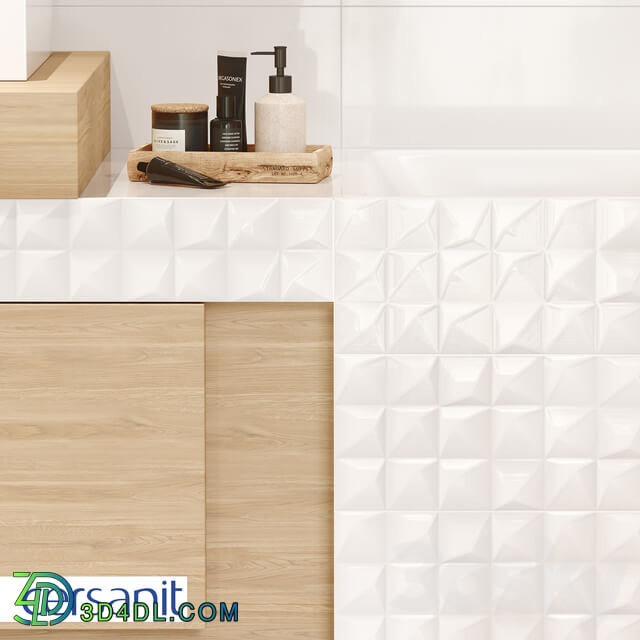 Tile - Tile Cersanit Gradient white relief 19.8x59.8 GRS052