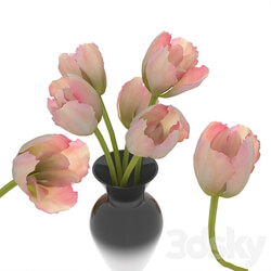 Bouquet - Ceramic vase with 5 tulips 