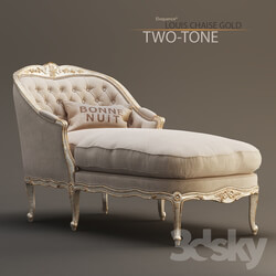 Other soft seating - Eloquence_ Louis Chaise in Gold _ Taupe Two-Tone 