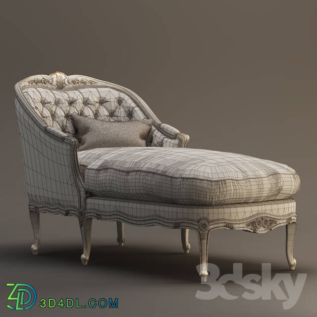 Other soft seating - Eloquence_ Louis Chaise in Gold _ Taupe Two-Tone