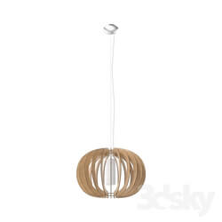 Ceiling light - 95601 Pendant STELLATO 1_ 1х60W _E27__ Ø700_ H1500_ steel_ nickel matt _ wood_ glass_ maple_ white 