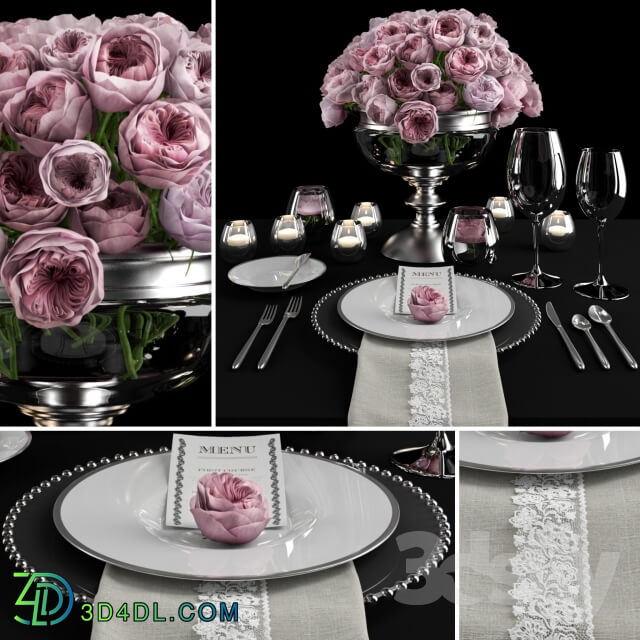 Tableware - Serving with roses _ Table setting with roses