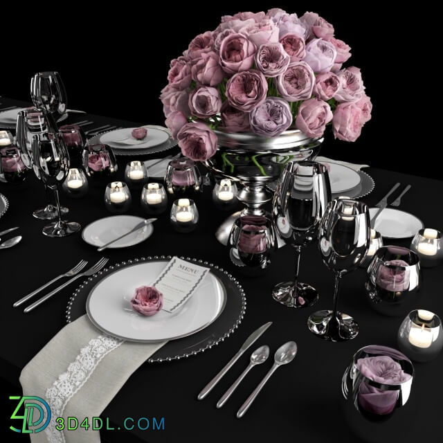 Tableware - Serving with roses _ Table setting with roses