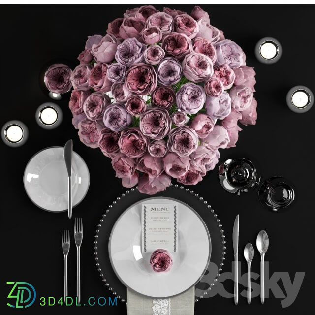 Tableware - Serving with roses _ Table setting with roses