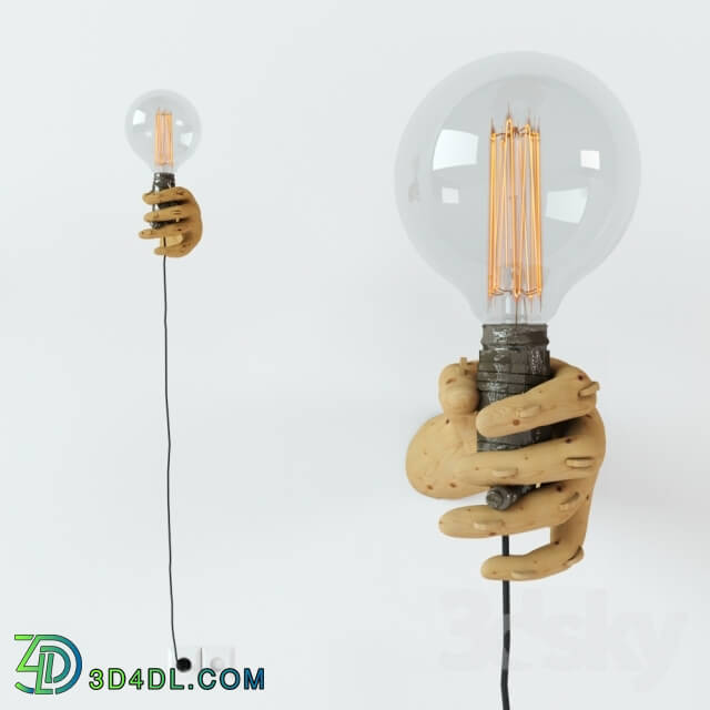 Wall light - Wood Mannequin Hand Wall Lamp