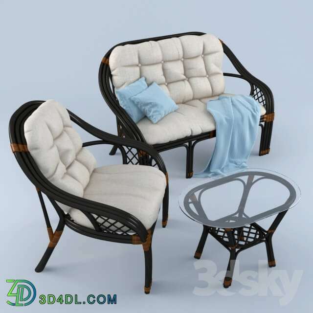 Sofa - Sofa_ chair and table made of rattan _quot_OASIS_quot_