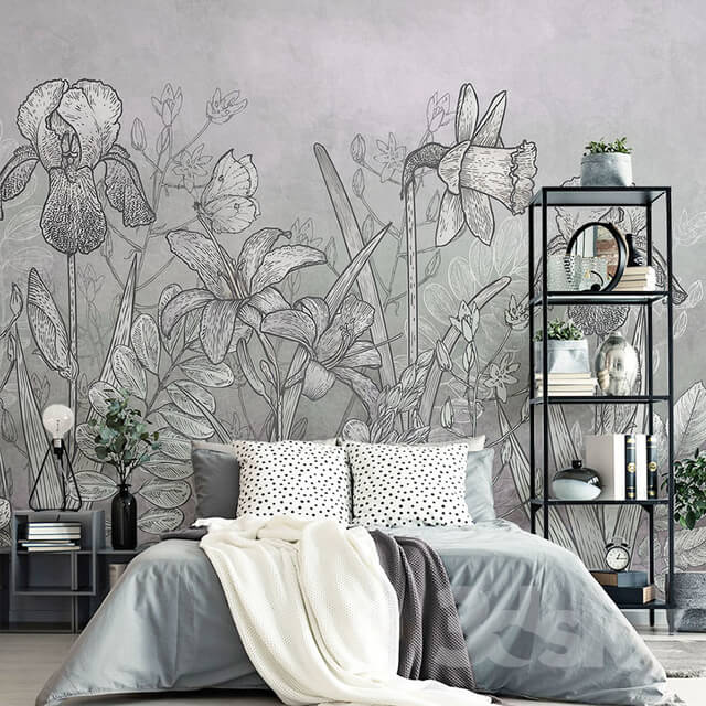 Wall covering - Creativille _ Wallpapers _ Engraving flowers 4460