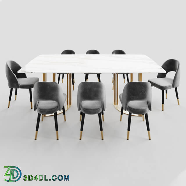 Table _ Chair - faux marble dining table