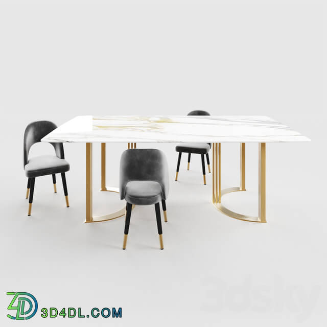 Table _ Chair - faux marble dining table