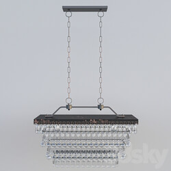 Chandelier - Antique Bronze Rectangular Crystal Chandelier 