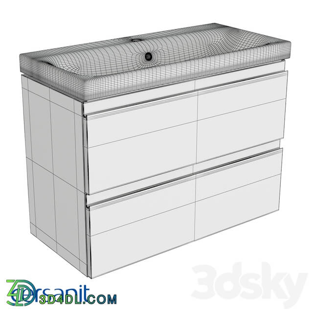 Bathroom furniture - Wall-hung washbasin cabinet_ Moduo slim 80_ white