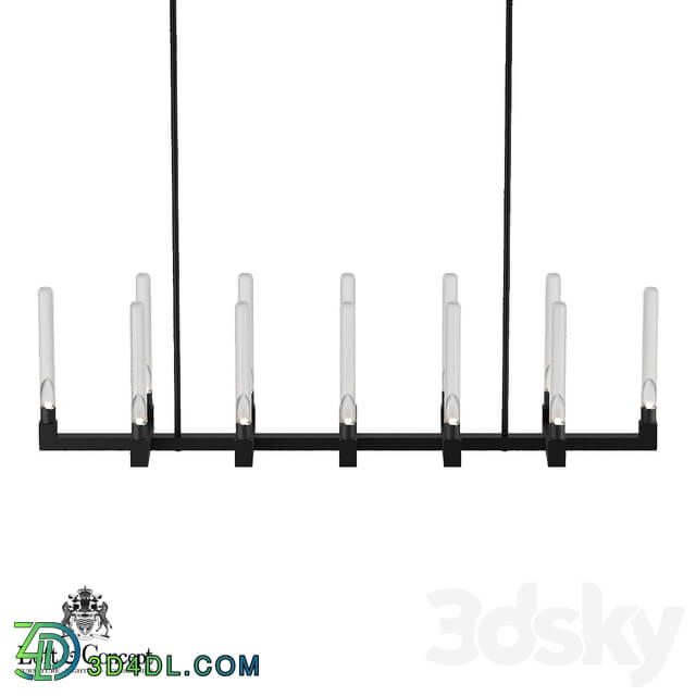 Chandelier - Chandelier RH CANELLE Linear Chandelier 12 Modern Brass _Loft concept_