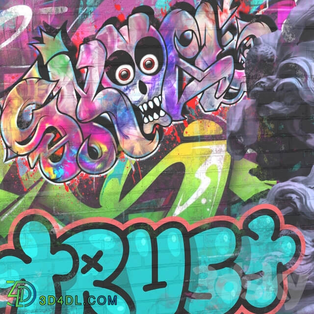 Miscellaneous Graffiti on a brick wall