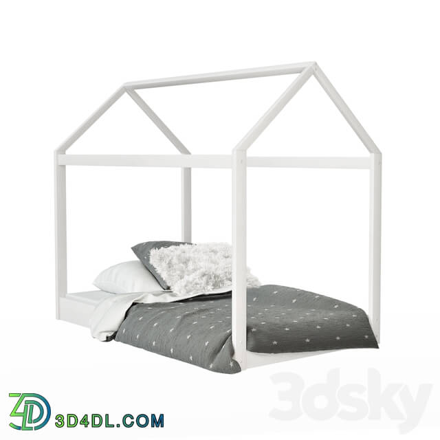 Bed - House White Wooden Bed Frame