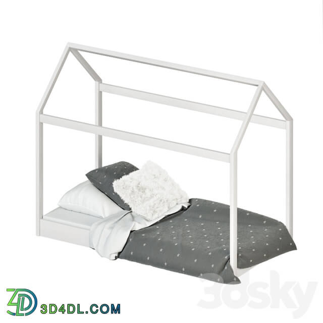 Bed - House White Wooden Bed Frame