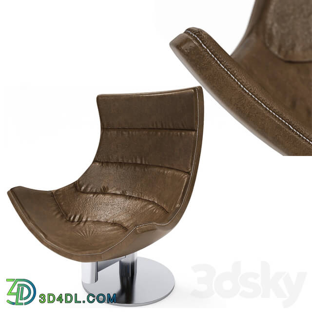Arm chair - brown leather chair