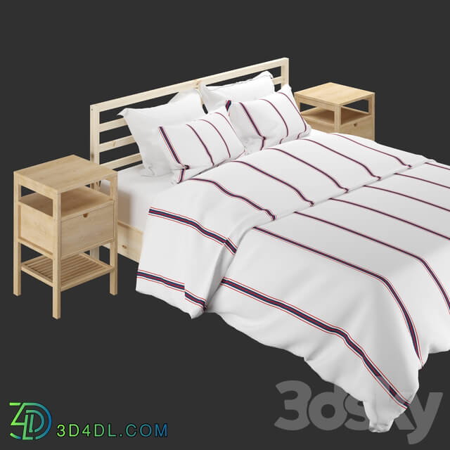 Bed - IKEA TARVA Bed Frame _ NORDKISA Bed Side Table